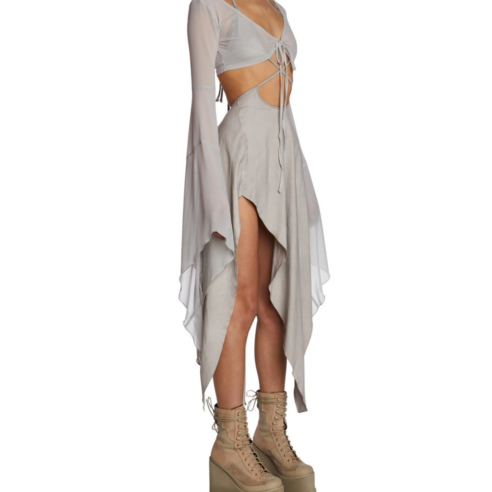Dolls Kill Med Darker Wavz Echo Asymmetrical Wrap Dress Medium​​​ - Picture 5 of 5